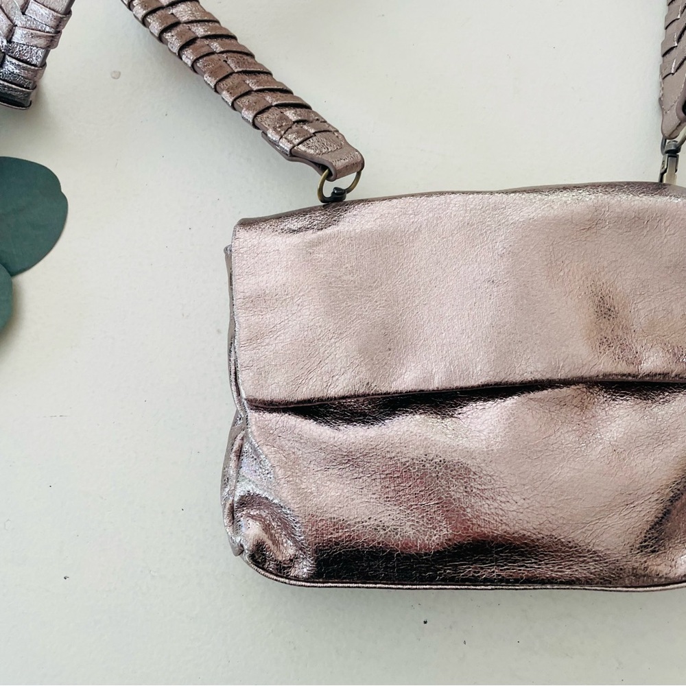 Anthropologie Metallic Taupe Envelope Crossbody Bag - Picture 3 of 10